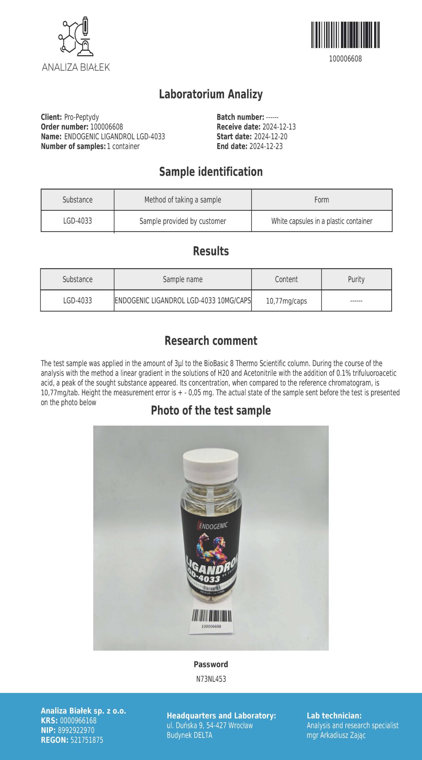 LGD-4033 10MG 60 kapsułek - obrazek 2