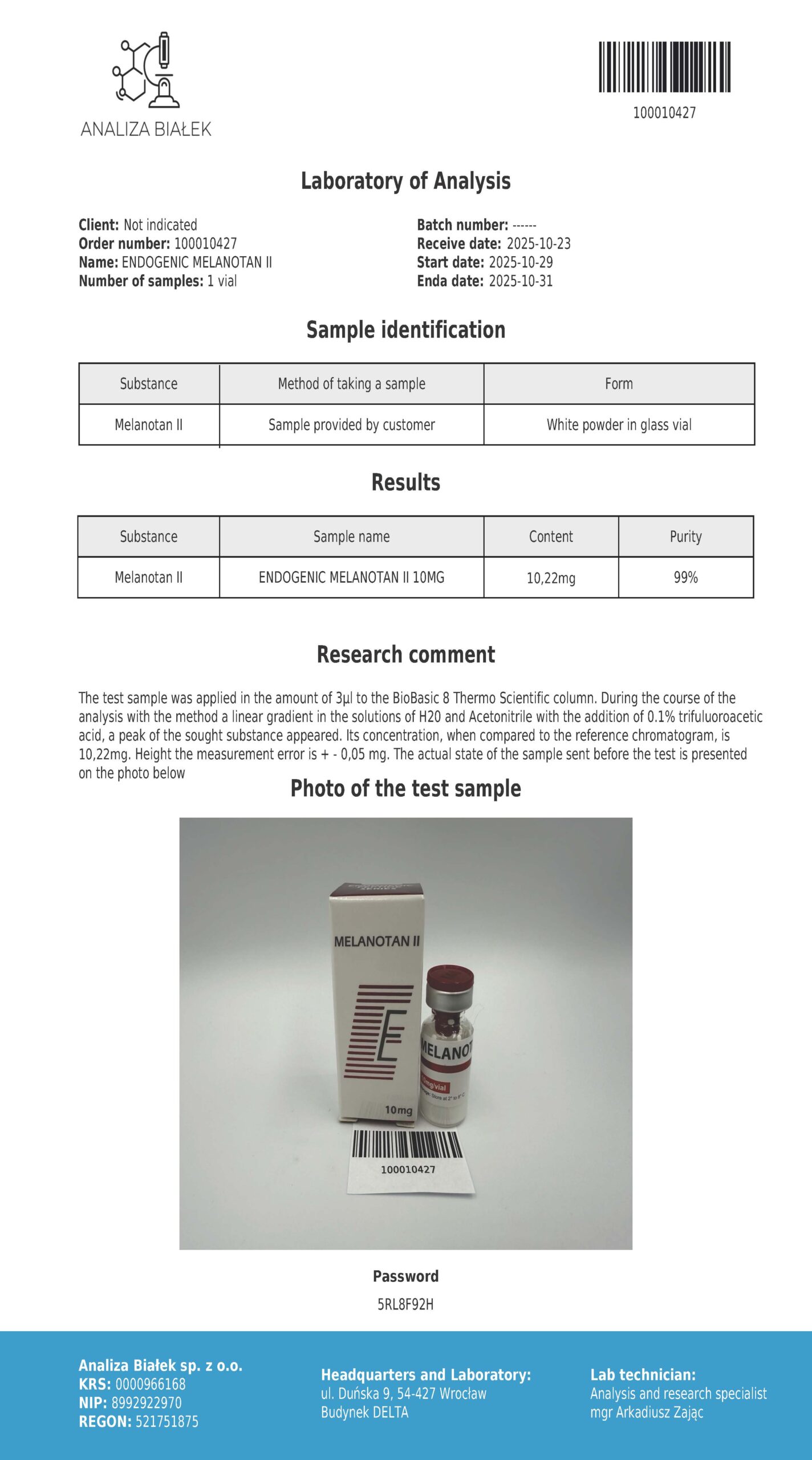 Melanotan-2 10mg - obrazek 2