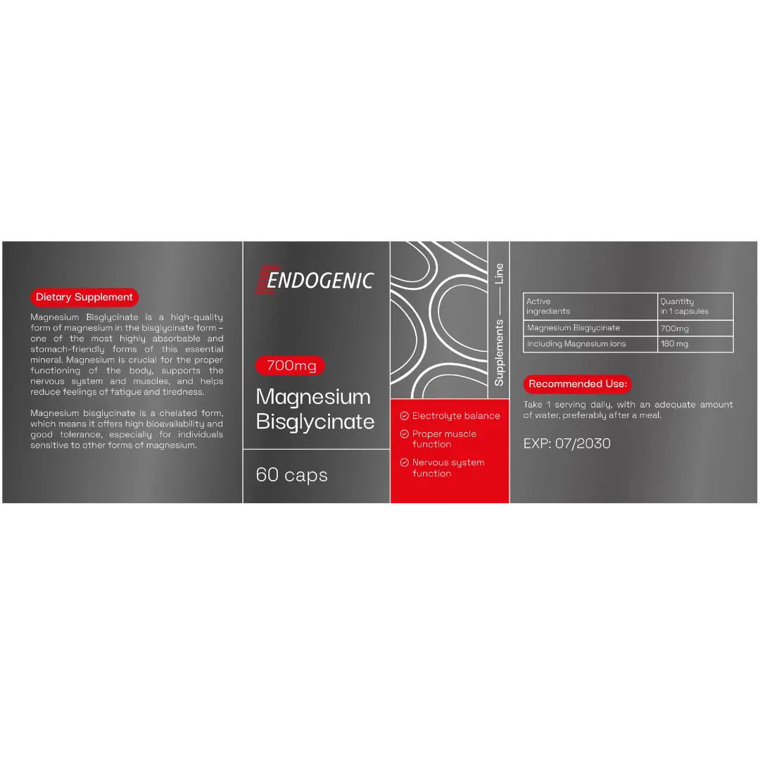 Magnesium Bisglycinate (chelated) 700mg 60caps - obrazek 2