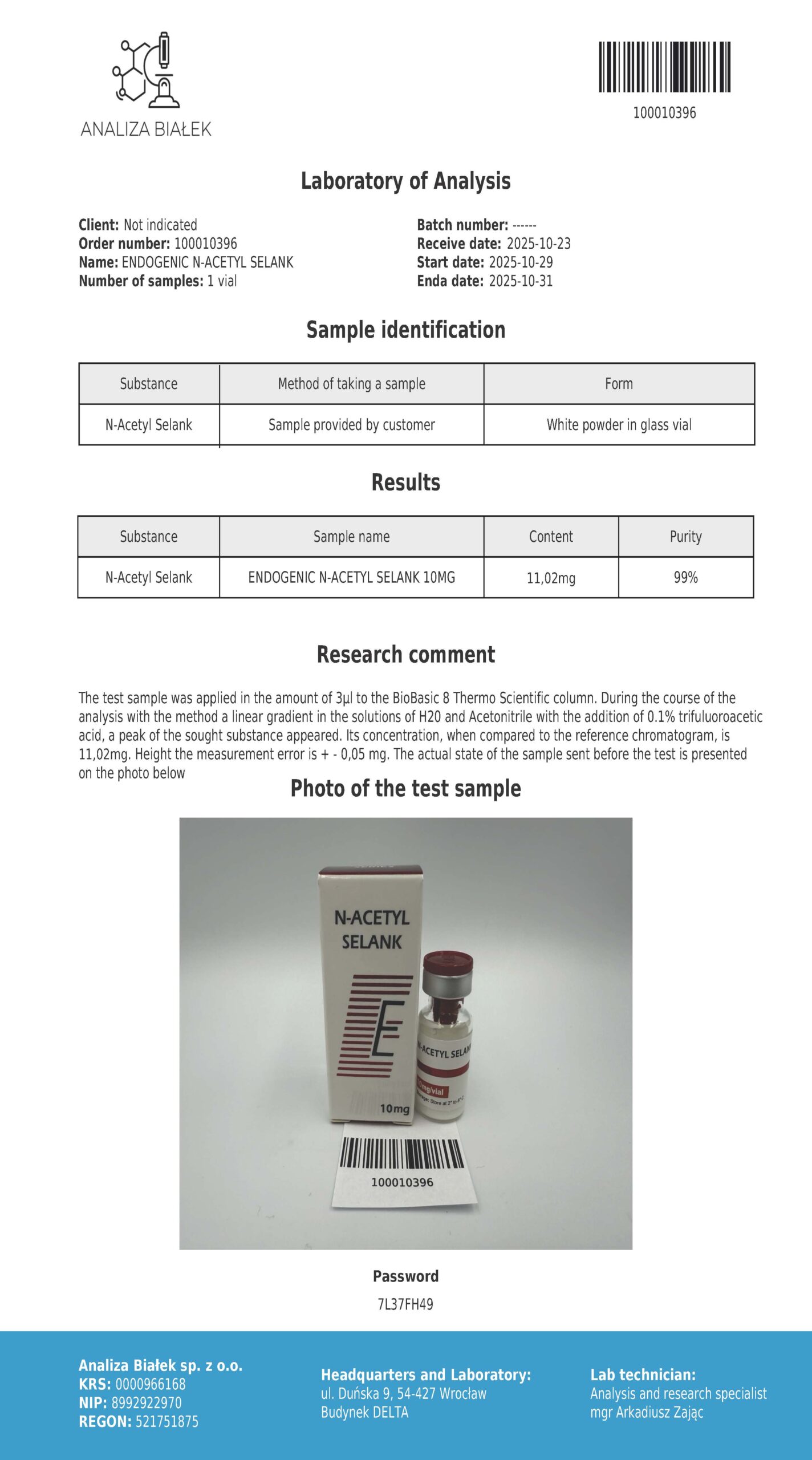 N-acetyl SELANK spray 10 mg