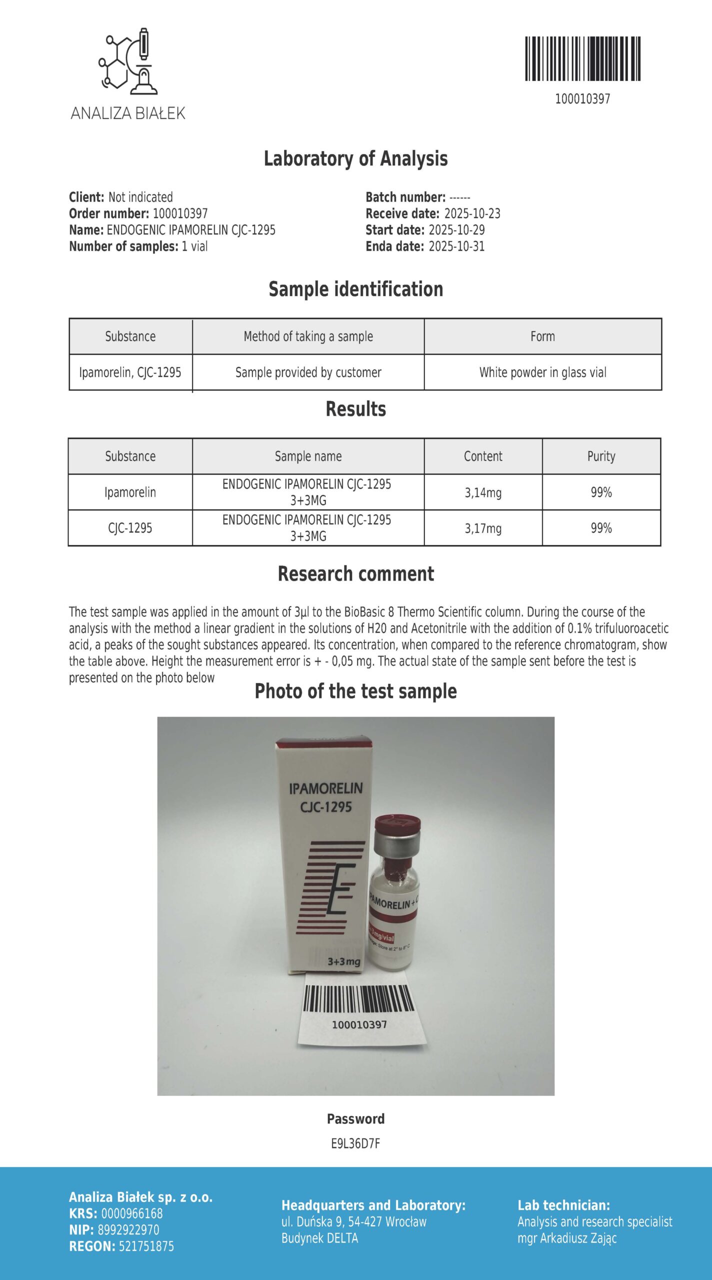 Ipamorelin + CJC-1295 3+3 mg