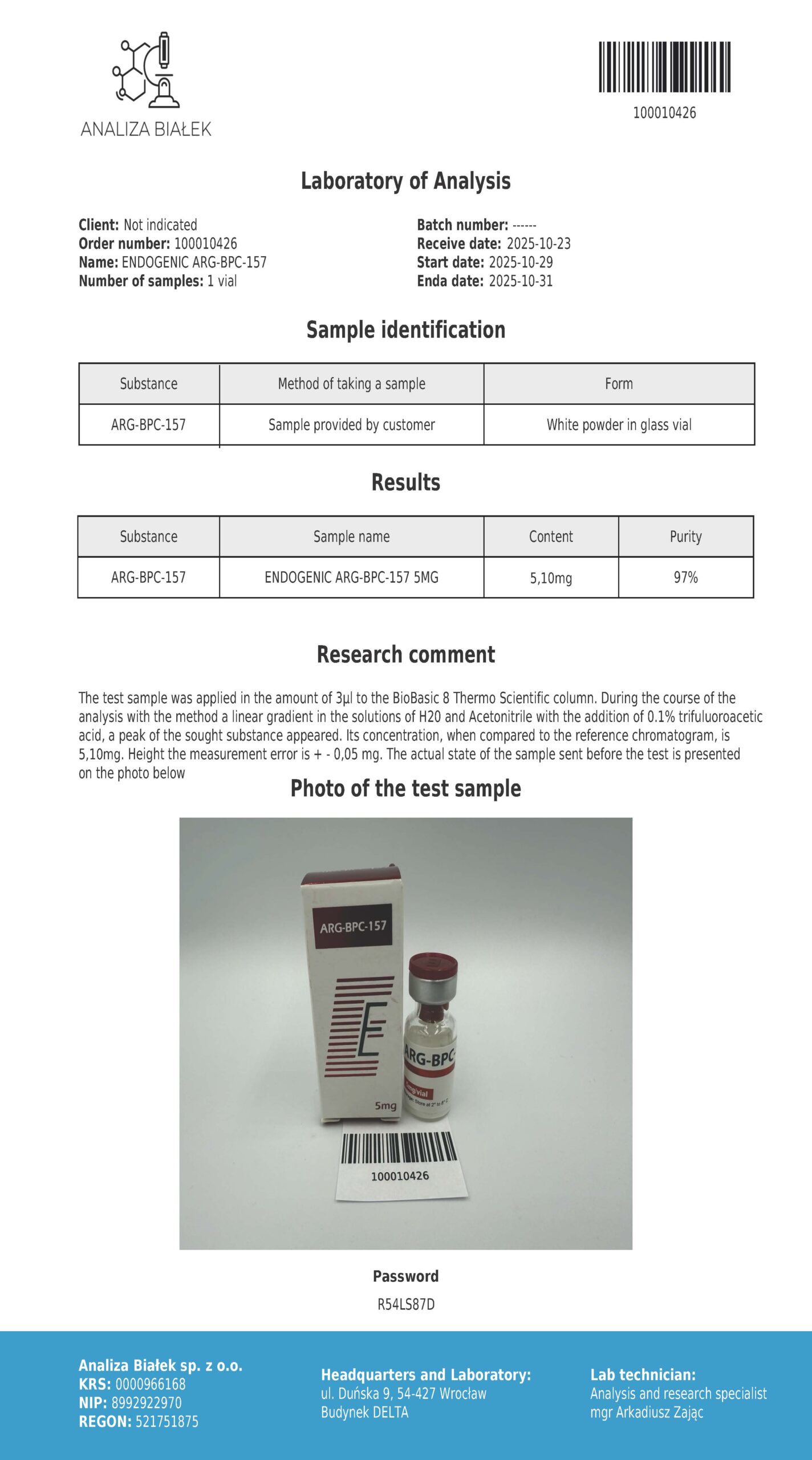 Arg-BPC-157 5mg