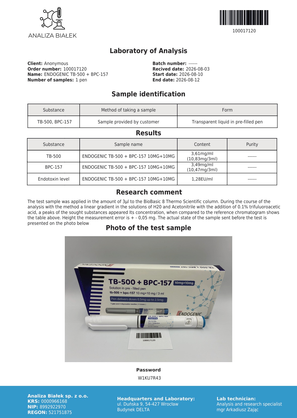 BPC-157 + TB-500 10mg + 10mg PEN